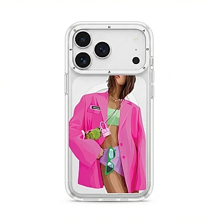 قاب دختر کت صورتی Pink Girl با مگ سیف قاب ناب ghabnaab آیفون
